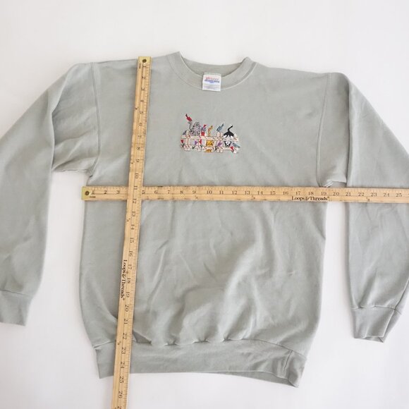 Vintage Hanes Sage Cotton Blend Cat Kittens Embroidery Sweater Grandmacore S - Picture 3 of 13